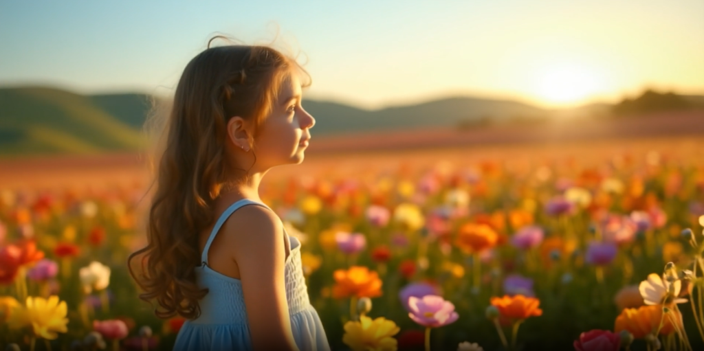 AI生成：少女とお花畑